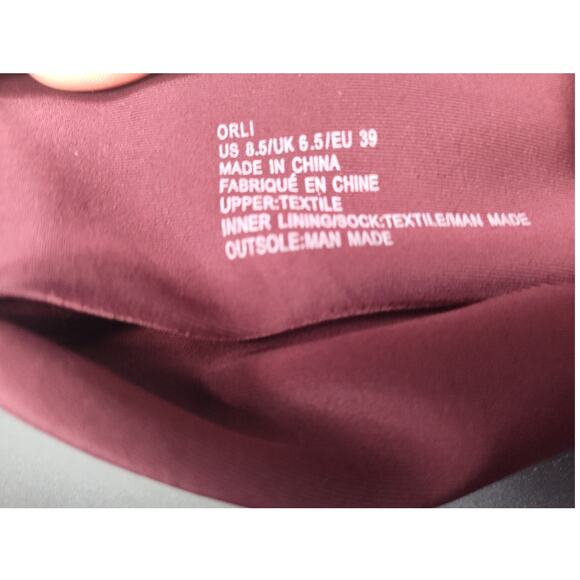 Women’s Burgundy Over-the-Knee Boots Size 8.5 Suede-Look Zip Tie Back Block Heel - Picture 9 of 9